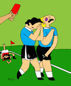 Cartoon: Red Card (small) by Munguia tagged soccer futbol sports munguia costa rica ball massaccio masaccio paradise out red card foul