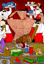 Cartoon: savage meal - Almuerzo salvaje (small) by Munguia tagged cave,man,dinner,lunch,supper,primitive,animals,endangered,species,menu