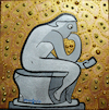 Cartoon: The Poster (small) by Munguia tagged auguste,rodin,the,thinker,el,pensador,famous,paintings,parodies,scupture,version,spoof