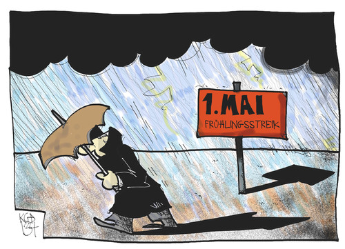 Cartoon: 1. Mai (medium) by Kostas Koufogiorgos tagged frühling,wetter,regen,tag,der,arbeit,mai,karikatur,koufogiorgos,frühling,wetter,regen,tag,der,arbeit,mai,karikatur,koufogiorgos