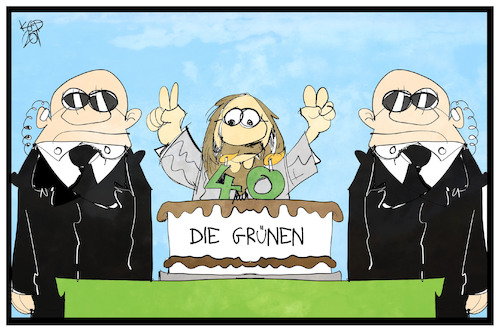 Cartoon: 40 Jahre Grüne (medium) by Kostas Koufogiorgos tagged karikatur,koufogiorgos,illustration,cartoon,gruene,partei,parteigründung,security,sicherheit,politik,geburtstag,feier,torte,jubiläum,karikatur,koufogiorgos,illustration,cartoon,gruene,partei,parteigründung,security,sicherheit,politik,geburtstag,feier,torte,jubiläum