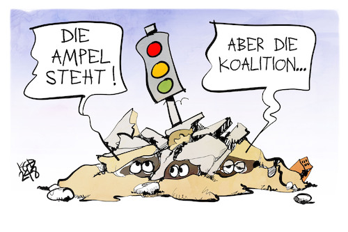 Cartoon: Ampel (medium) by Kostas Koufogiorgos tagged karikatur,koufogiorgos,ampel,koalition,regierung,trümmer,karikatur,koufogiorgos,ampel,koalition,regierung,trümmer