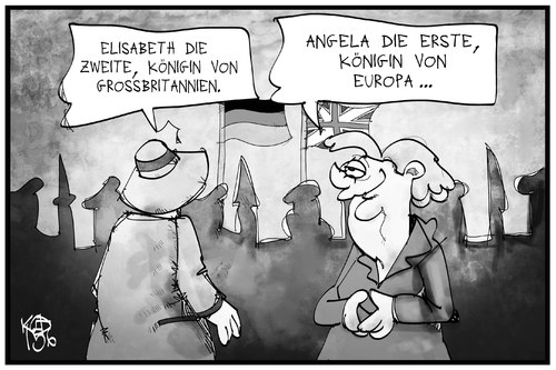 Cartoon: Angela I. (medium) by Kostas Koufogiorgos tagged karikatur,koufogiorgos,illustration,cartoon,queen,grossbritannien,elisabeth,königin,angela,merkel,europa,staatsoberhaupt,bundeskanzlerin,staatsbesuch,empfang,begrüßung,politik,karikatur,koufogiorgos,illustration,cartoon,queen,grossbritannien,elisabeth,königin,angela,merkel,europa,staatsoberhaupt,bundeskanzlerin,staatsbesuch,empfang,begrüßung,politik