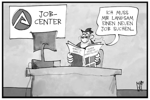 Cartoon: Arbeitslosenquote (medium) by Kostas Koufogiorgos tagged karikatur,koufogiorgos,illustration,cartoon,arbeitslosigkeit,jobcenter,berater,arbeit,arbeitslos,quote,beschäftigung,vollbeschaeftigung,karikatur,koufogiorgos,illustration,cartoon,arbeitslosigkeit,jobcenter,berater,arbeit,arbeitslos,quote,beschäftigung,vollbeschaeftigung