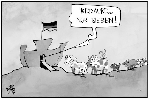 Cartoon: Arche Deutschland (medium) by Kostas Koufogiorgos tagged karikatur,koufogiorgos,illustration,cartoon,noah,arche,evakuierung,sieben,afghanistan,karikatur,koufogiorgos,illustration,cartoon,noah,arche,evakuierung,sieben,afghanistan