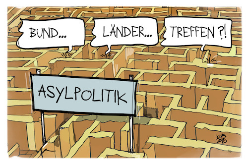 Cartoon: Asylpolitik (medium) by Kostas Koufogiorgos tagged karikatur,koufogiorgos,asylpolitik,labyrinth,bund,länder,treffen,karikatur,koufogiorgos,asylpolitik,labyrinth,bund,länder,treffen