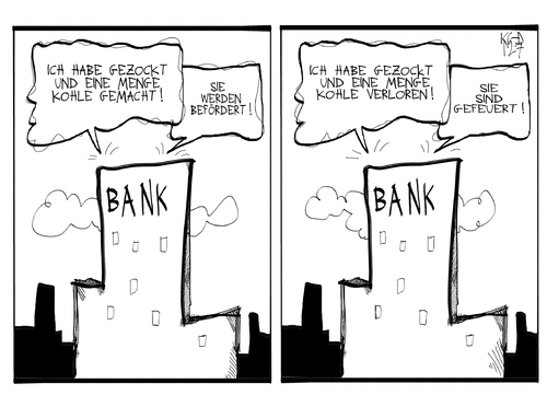 Cartoon: Banken (medium) by Kostas Koufogiorgos tagged bank,bad,verlust,gewinn,geld,manager,wirtschaft,karikatur,kostas,koufogiorgos,bank bad,verlust,gewinn,geld,manager,bank,bad