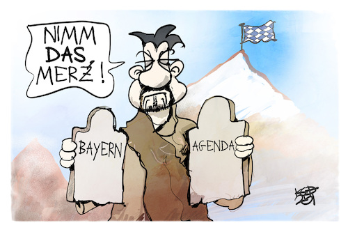 Cartoon: Bayern-Agenda (medium) by Kostas Koufogiorgos tagged karikatur,koufogiorgos,bayern,agenda,csu,moses,gestzestafel,merz,söde,karikatur,koufogiorgos,bayern,agenda,csu,moses,gestzestafel,merz,söde