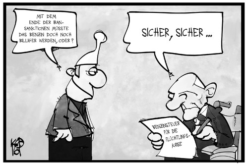 Cartoon: Benzinsteuer (medium) by Kostas Koufogiorgos tagged karikatur,koufogiorgos,illustration,cartoon,benzin,steuer,michel,schäuble,iran,billig,preis,finanzminister,karikatur,koufogiorgos,illustration,cartoon,benzin,steuer,michel,schäuble,iran,billig,preis,finanzminister