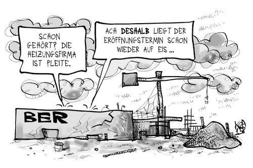 Cartoon: BER (medium) by Kostas Koufogiorgos tagged projekt,infrastruktur,technik,eis,heizung,pleite,firma,insolvenz,imtech,flughafen,berlin,ber,cartoon,illustration,koufogiorgos,karikatur,karikatur,koufogiorgos,illustration,cartoon,ber,berlin,flughafen,imtech,insolvenz,firma,pleite,heizung,eis,technik,infrastruktur,projekt