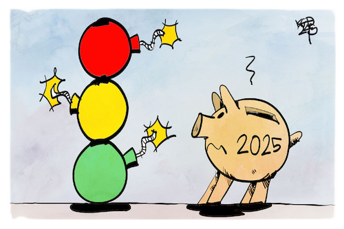 Cartoon: Bombenstimmung in der Ampel (medium) by Kostas Koufogiorgos tagged karikatur,koufogiorgos,bombe,ampel,haushalt,streit,karikatur,koufogiorgos,bombe,ampel,haushalt,streit
