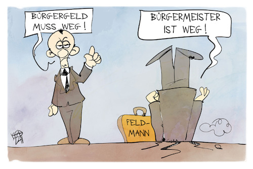 Cartoon: Bürgergeld und Bürgermeister (medium) by Kostas Koufogiorgos tagged karikatur,koufogiorgos,buergergeld,buergermeister,merz,feldmann,karikatur,koufogiorgos,buergergeld,buergermeister,merz,feldmann