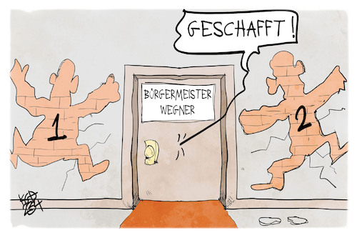Cartoon: Bürgermeister Wegner (medium) by Kostas Koufogiorgos tagged karikatur,koufogiorgos,wegner,berlin,rathaus,cdu,wahlgang,karikatur,koufogiorgos,spionage,russland,deutschland