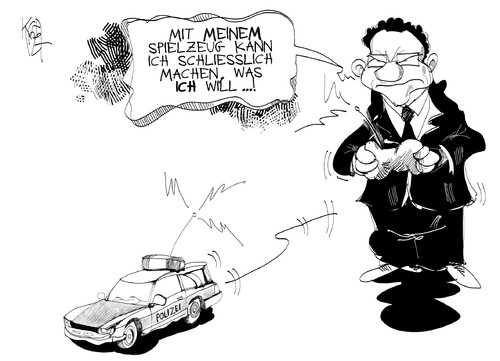 Cartoon: Bundespolizei (medium) by Kostas Koufogiorgos tagged bundespolizei,friedrich,innenminister,auto,spielzeug,führung,entlassung,arbeit,karikatur,kostas,koufogiorgos