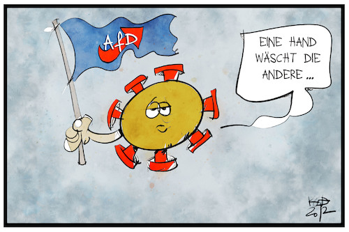 Cartoon: Corona und AfD (medium) by Kostas Koufogiorgos tagged karikatur,koufogiorgos,illustration,cartoon,corona,afd,virus,partei,kooperation,hilfe,pandemie,populismus,karikatur,koufogiorgos,illustration,cartoon,corona,afd,virus,partei,kooperation,hilfe,pandemie,populismus