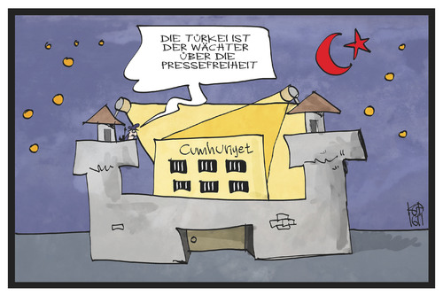 Cartoon: Cumhuriyet-Pressefreiheit (medium) by Kostas Koufogiorgos tagged herausgeber,demokratie,erdogan,cumhuriyet,tuerkei,pressefreiheit,pressefreiheit,tuerkei,cumhuriyet,erdogan,demokratie,herausgeber
