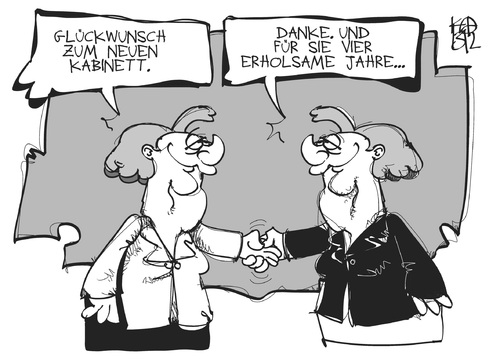 Cartoon: Das doppelte Merkelchen (medium) by Kostas Koufogiorgos tagged merkel,bundeskanzlerin,politik,regierung,kabinett,karikatur,koufogiorgos,merkel,bundeskanzlerin,politik,regierung,kabinett,karikatur,koufogiorgos