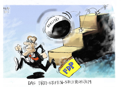 Cartoon: Das FDP-Steuermodell (medium) by Kostas Koufogiorgos tagged 