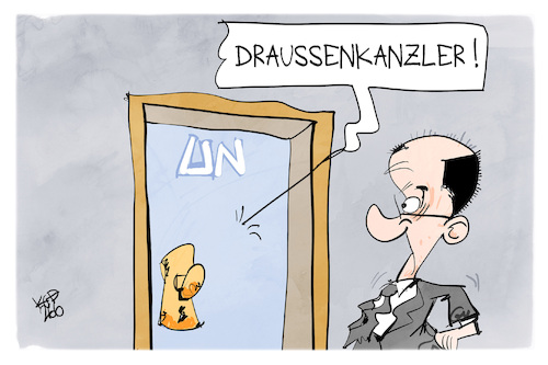 Cartoon: Der Draußenkanzler (medium) by Kostas Koufogiorgos tagged karikatur,koufogiorgos,draußen,kanzler,un,vereinte,nationen,karikatur,koufogiorgos,draußen,kanzler,un,vereinte,nationen