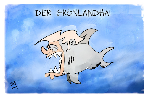 Cartoon: Der Grönlandhai (medium) by Kostas Koufogiorgos tagged karikatur,koufogiorgos,hai,grönland,trump,usa,fisch,karikatur,koufogiorgos,hai,grönland,trump,usa,fisch