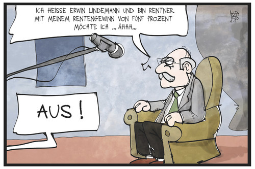 Cartoon: Der Rentengewinner (medium) by Kostas Koufogiorgos tagged karikatur,koufogiorgos,illustration,cartoon,rente,rentenerhöhung,lottogewinner,loriot,erwin,lindemann,rentner,geld,interview,fernsehen,karikatur,koufogiorgos,illustration,cartoon,rente,rentenerhöhung,lottogewinner,loriot,erwin,lindemann,rentner,geld,interview,fernsehen