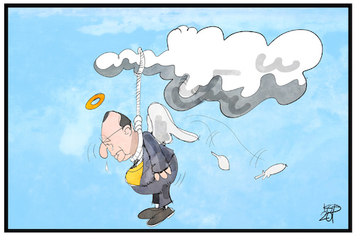 Cartoon: Der Sündenfall der FDP (medium) by Kostas Koufogiorgos tagged karikatur,koufogiorgos,illustration,cartoon,fdp,liberale,genscher,suizid,selbstmord,partei,wolke,himmel,schande,thueringen,der,karikatur,koufogiorgos,illustration,cartoon,fdp,liberale,genscher,suizid,selbstmord,partei,wolke,himmel,schande,thueringen