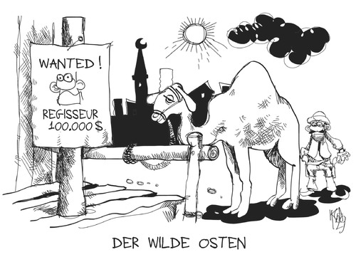 Cartoon: Der wilde Osten (medium) by Kostas Koufogiorgos tagged moslem,innocence,film,pakistan,kopfgeld,wilder,osten,regisseur,terrorismus,islamismus,karikatur,kostas,koufogiorgos,moslem,innocence,film,pakistan,kopfgeld,wilder,osten,regisseur,terrorismus,islamismus,karikatur,kostas,koufogiorgos