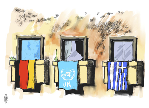Cartoon: Deutschland-Griechenland (medium) by Kostas Koufogiorgos tagged em,fussball,deutschland,griechenland,europa,meisterschaft,soccer,championship,match,greece,germany,euro,danzig,deutschland,fussball,em,europa