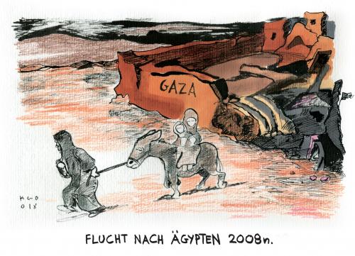 Cartoon: Die Flucht nach Ägypten 2008 (medium) by Kostas Koufogiorgos tagged gaza,ägypten,grenze,flucht,gaza,ägypten,grenze,flucht,2008,jesus,esel,bibel,vergleich,nahost,islam,muslim,koran,terror,juden,glaube,religion,konflikt,krieg,attentat