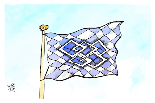 Cartoon: Die olympischen Rauten (medium) by Kostas Koufogiorgos tagged karikatur,koufogiorgos,flagge,bayern,fahne,münchen,olympia,ringe,raute,karikatur,koufogiorgos,flagge,bayern,fahne,münchen,olympia,ringe,raute