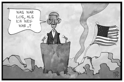 Cartoon: Die USA ohne Obama (medium) by Kostas Koufogiorgos tagged karikatur,koufogiorgos,illustration,cartoon,usa,obama,präsident,ruine,karikatur,koufogiorgos,illustration,cartoon,usa,obama,präsident,ruine