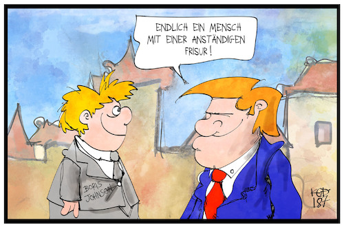 Cartoon: Donald und Boris (medium) by Kostas Koufogiorgos tagged karikatur,koufogiorgos,illustration,cartoon,johnson,trump,uk,usa,frisur,freunde,karikatur,koufogiorgos,illustration,cartoon,johnson,trump,uk,usa,frisur,freunde