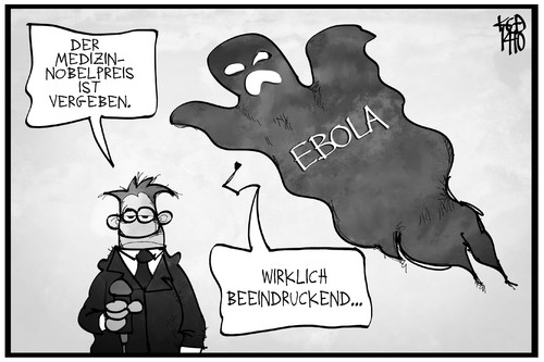 Cartoon: Ebola und Nobelpreis (medium) by Kostas Koufogiorgos tagged karikatur,koufogiorgos,illustration,cartoon,ebola,gespenst,geist,bedrohung,reporter,nobelpreis,medizin,krankheit,gesundheit,karikatur,koufogiorgos,illustration,cartoon,ebola,gespenst,geist,bedrohung,reporter,nobelpreis,medizin,krankheit,gesundheit