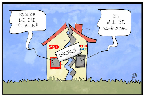 Cartoon: Ehe und Scheidung (medium) by Kostas Koufogiorgos tagged karikatur,koufogiorgos,illustration,cartoon,ehe,scheidung,homosexualitaet,gleichstellung,spd,union,cdu,csu,partei,haus,bruch,koalition,groko,karikatur,koufogiorgos,illustration,cartoon,ehe,scheidung,homosexualitaet,gleichstellung,spd,union,cdu,csu,partei,haus,bruch,koalition,groko