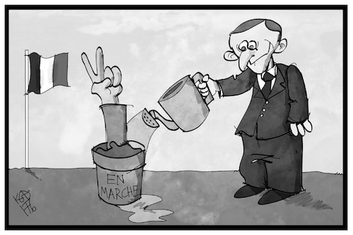 Cartoon: En marche! (medium) by Kostas Koufogiorgos tagged karikatur,koufogiorgos,illustration,cartoon,macron,frankreich,vorwärts,ein,marche,gewächs,pflanze,blühen,partei,demokratie,karikatur,koufogiorgos,illustration,cartoon,macron,frankreich,vorwärts,ein,marche,gewächs,pflanze,blühen,partei,demokratie