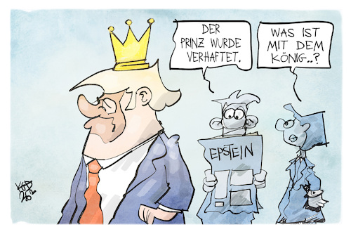 Cartoon: Epstein-Skandal (medium) by Kostas Koufogiorgos tagged karikatur,koufogiorgos,epstein,trump,andrew,prinz,könig,skandal,karikatur,koufogiorgos,epstein,trump,andrew,prinz,könig,skandal