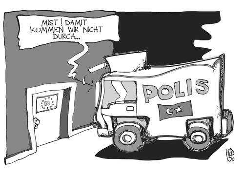 Cartoon: EU-Beitritt Türkei (medium) by Kostas Koufogiorgos tagged tuerkei,eu,europa,wasserwerfer,polizei,demonstrationen,beitrittsverhandlung,karikatur,koufogiorgos,tuerkei,eu,europa,wasserwerfer,polizei,demonstrationen,beitrittsverhandlung,karikatur,koufogiorgos