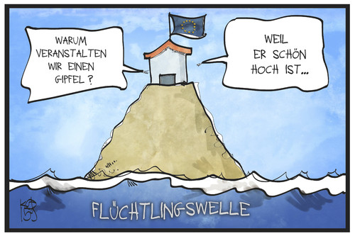 Cartoon: EU-Flüchtlingsgipfel (medium) by Kostas Koufogiorgos tagged karikatur,koufogiorgos,illustration,cartoon,flüchtlingskrise,gipfel,eu,europa,flüchtlingswelle,meer,wasser,treffen,beratung,flüchtlingspolitik,karikatur,koufogiorgos,illustration,cartoon,flüchtlingskrise,gipfel,eu,europa,flüchtlingswelle,meer,wasser,treffen,beratung,flüchtlingspolitik