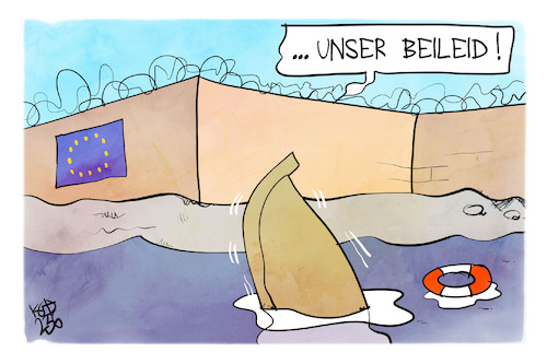 Cartoon: EU-Flüchtlingspolitik (medium) by Kostas Koufogiorgos tagged karikatur,koufogiorgos,eu,flüchtlingspolitik,unglück,karikatur,koufogiorgos,eu,flüchtlingspolitik,unglück