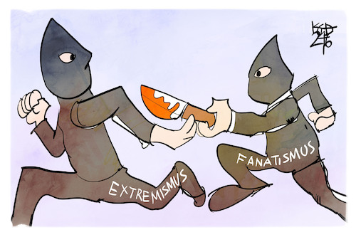 Cartoon: Fanatismus und Extremismus (medium) by Kostas Koufogiorgos tagged karikatur,koufogiorgos,fanatismus,extremisus,staffellauf,gewalt,mord,karikatur,koufogiorgos,fanatismus,extremisus,staffellauf,gewalt,mord