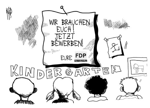 Cartoon: FDP (medium) by Kostas Koufogiorgos tagged fdp,brüderle,kindergarten,vorstand,fraktionsvorsitzender,partei