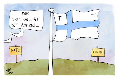 Cartoon: Finnland (medium) by Kostas Koufogiorgos tagged karikatur,koufogiorgos,finnland,nato,neutralität,fahne,flagge,plus,minus,russland,karikatur,koufogiorgos,finnland,nato,neutralität,fahne,flagge,plus,minus,russland