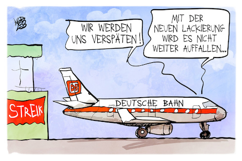 Cartoon: Flughafenstreik (medium) by Kostas Koufogiorgos tagged karikatur,koufogiorgos,streik,flughafen,bahn,verdi,verspätung,karikatur,koufogiorgos,streik,flughafen,bahn,verdi,verspätung