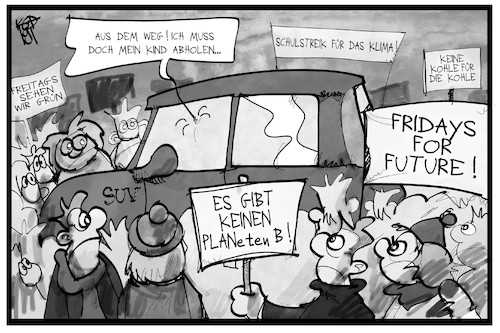 Cartoon: Fridays for Future (medium) by Kostas Koufogiorgos tagged karikatur,koufogiorgos,illustration,cartoon,demonstration,schüler,eltern,helicopter,suv,umwelt,verschmutzung,luft,diesel,klima,karikatur,koufogiorgos,illustration,cartoon,demonstration,schüler,eltern,helicopter,suv,umwelt,verschmutzung,luft,diesel,klima