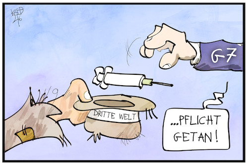 Cartoon: G7-Spende (medium) by Kostas Koufogiorgos tagged karikatur,koufogiorgos,illustration,cartoon,g7,spende,spritze,impfdosen,corona,impfstoff,karikatur,koufogiorgos,illustration,cartoon,g7,spende,spritze,impfdosen,corona,impfstoff