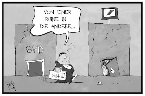 Cartoon: Gabriel geht zur Deutschen Bank (medium) by Kostas Koufogiorgos tagged karikatur,koufogiorgos,illustration,cartoon,gabriel,spd,bank,deutsche,politik,wirtschaft,lobbyismus,karikatur,koufogiorgos,illustration,cartoon,gabriel,spd,bank,deutsche,politik,wirtschaft,lobbyismus