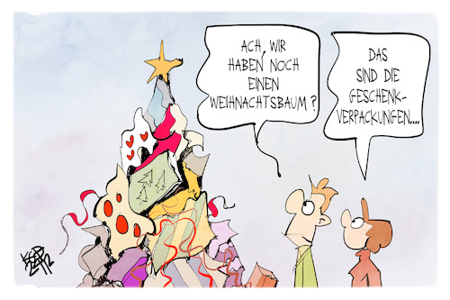 Cartoon: Geschenkverpackungen (medium) by Kostas Koufogiorgos tagged karikatur,koufogiorgos,geschenkpapier,müll,recycling,weihnachten,karikatur,koufogiorgos,geschenkpapier,müll,recycling,weihnachten