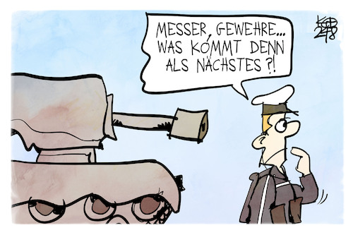 Cartoon: Gewaltbereitschaft (medium) by Kostas Koufogiorgos tagged karikatur,koufogiorgos,gewaltbereitschaft,panzer,messer,gewehr,karikatur,koufogiorgos,gewaltbereitschaft,panzer,messer,gewehr