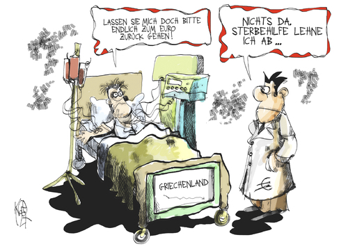 Cartoon: Griechenland (medium) by Kostas Koufogiorgos tagged koufogiorgos,kostas,karikatur,krankenhaus,arzt,krise,schulden,euro,sterbehilfe,griechenland