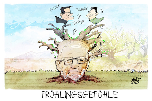 Cartoon: Grün-Schwarz (medium) by Kostas Koufogiorgos tagged karikatur,koufogiorgos,baden,württemberg,sondierung,baum,kretschmann,grün,schwarz,karikatur,koufogiorgos,baden,württemberg,sondierung,baum,kretschmann,grün,schwarz